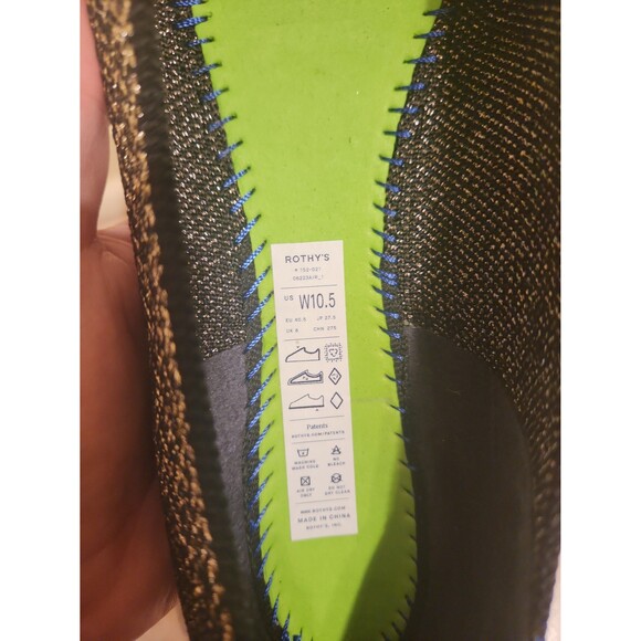 Rothy's "The Point" Flats in "Sparkle Herringbone" Black & Gold Size 10.5 - Picture 6 of 12